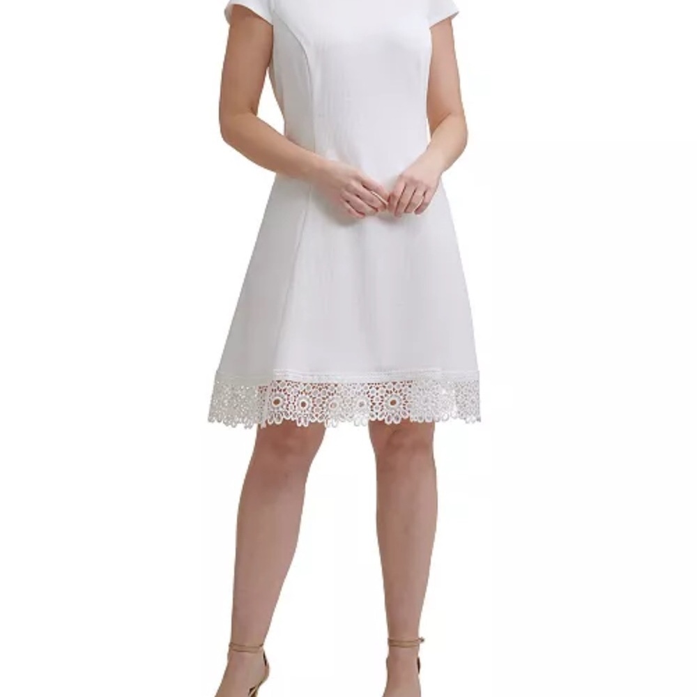 Elegant White Lace Hem Dress
